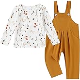 ZOEREA Toddler Girl Clothes 1-5T Baby Girl Outfits Fall Winter Stripe Floral Long Sleeve Top+Bib Overall Pants 2Pcs Clothing
