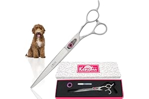 Kenchii Love Dog Grooming Scissors, 8 Inch Curved Shears, Dog Scissors for Grooming, Professional Pet Grooming Scissors, Ergonomic & Comfortable