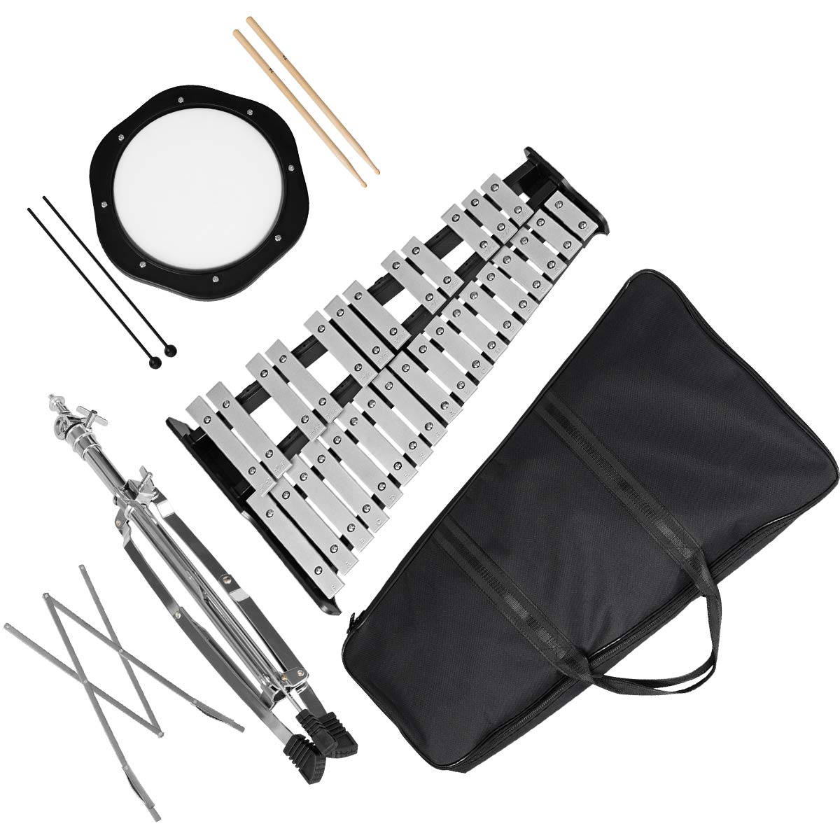 Percussion Glockenspiel Bell Kit 30 Notes w/Practice Pad +Mallets