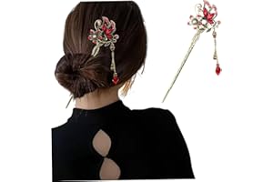 Chinese Hair Sticks, Traditional Style Chinese Hairpin with Rhinestone Butterfly, 5.9 inch Retro Hair Chopsticks for Women Gi