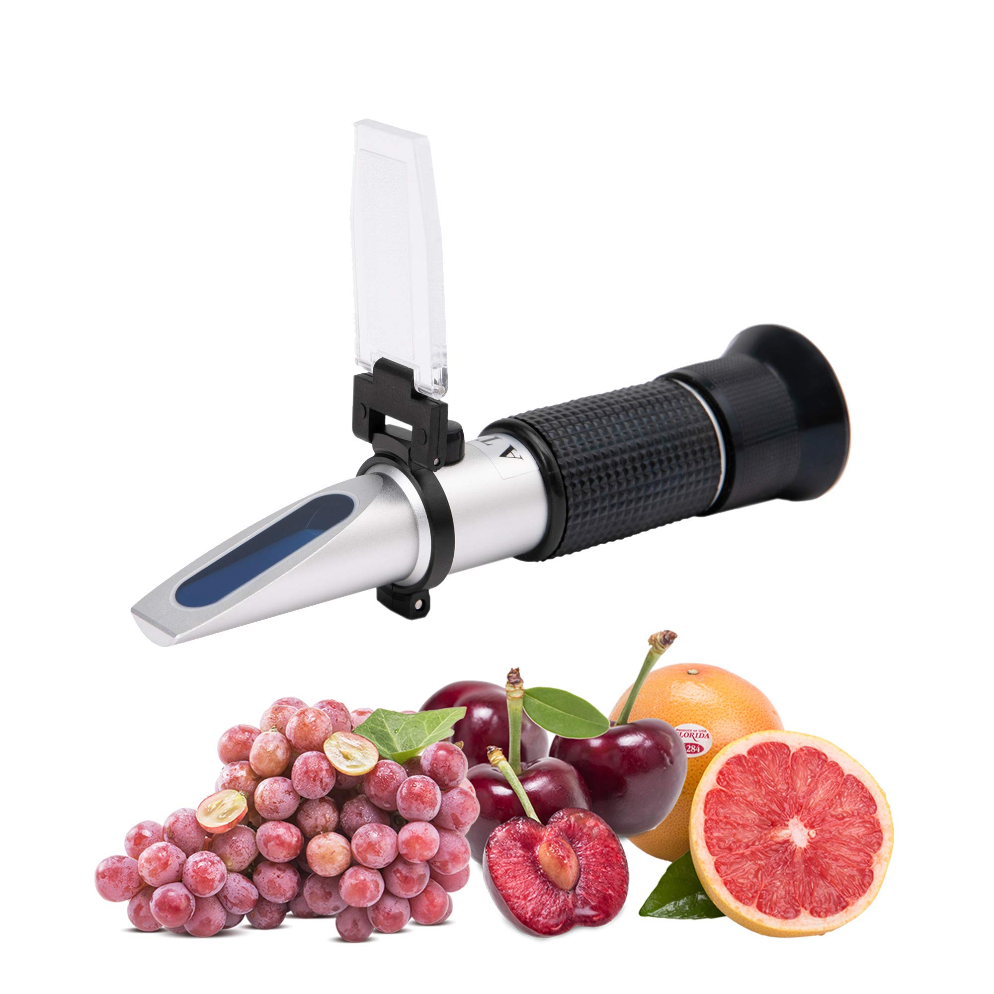 Beslands Wine Refractometer Alcohol: 0-25% vol & Brix: 0-40% Hand Held Dual Scale with ATC for Winemakers Homebrew to Measure The Sugar Content in Original Grape Juice and Alcohol Content of Wine