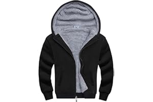 WENTTUO Fleece Hoodie for Boys Fleece Jacket Zip Up Sherpa Lined Teenager Hooded Sweatshirts with Pocket