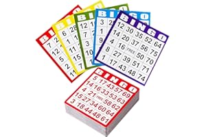 Bingo Cards-5 Colors -100pcs Bingo Sheets Easy Read Numbers Disposable Reusable Bingo Paper Sheets,Perfect for Parties,Gather