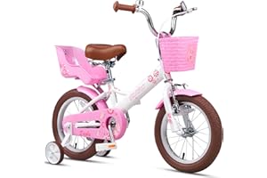Glerc Sasha Girls Bike, 12-20 Inch Kids Bike for Children Ages 2-13 Years, Kids Bicycle with Doll-Seat & Basket & Training Wheels, Multiple Colors