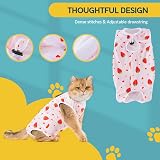 Avont 2 Pack Cat Recovery Suit Kitten Onesie After Surgery Cherry Strawberry M view 7