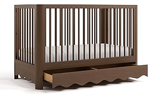 Storkcraft Casablanca Convertible Crib with Drawer and Toddler Guardrail (Hazelnut) – GREENGUARD Gold Certified, Toddler Bed Conversion Kit Included, Fits Standard Crib Mattress, Crib with Storage