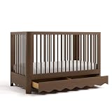 Storkcraft Casablanca Convertible Crib with Drawer and Toddler Guardrail (Hazelnut) – GREENGUARD Gold Certified, Toddler Bed Conversion Kit Included, Fits Standard Crib Mattress, Crib with Storage