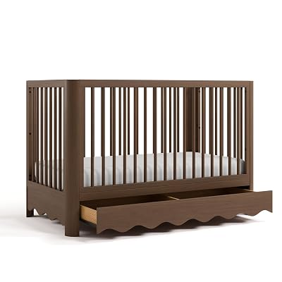 Storkcraft Casablanca Convertible Crib with Drawer and Toddler Guardrail (Hazelnut) – GREENGUARD Gold Certified, Toddler Bed Conversion Kit Included, Fits Standard Crib Mattress, Crib with Storage