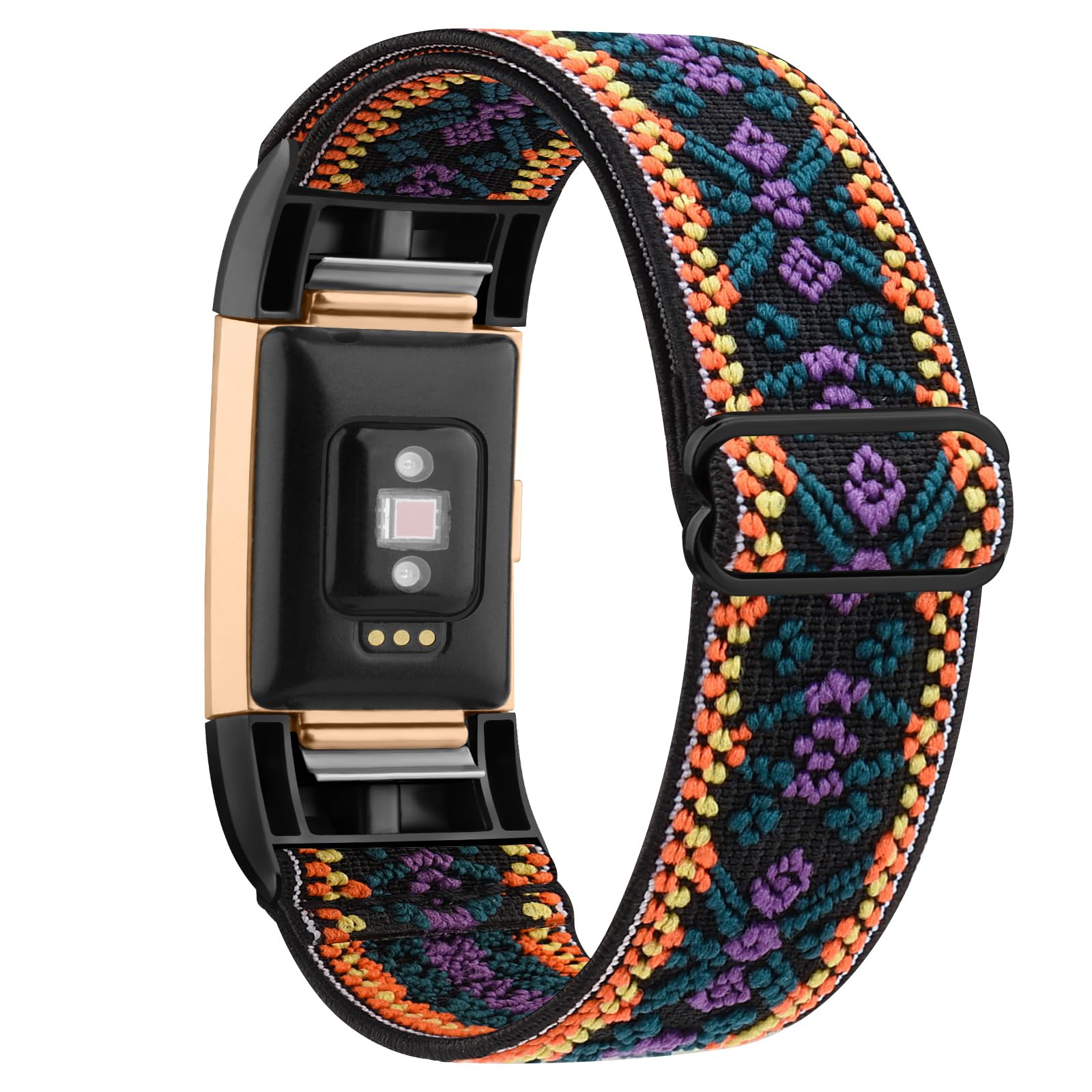 Wanme For fitbit Charge 2 straps for Women/Men,Elastic Strap Replacement for Fitbit Charge 2 strap (1 Pack), Adjustable Sport Wristbands for Fitbit Charge 2 (Bohemian Purple)