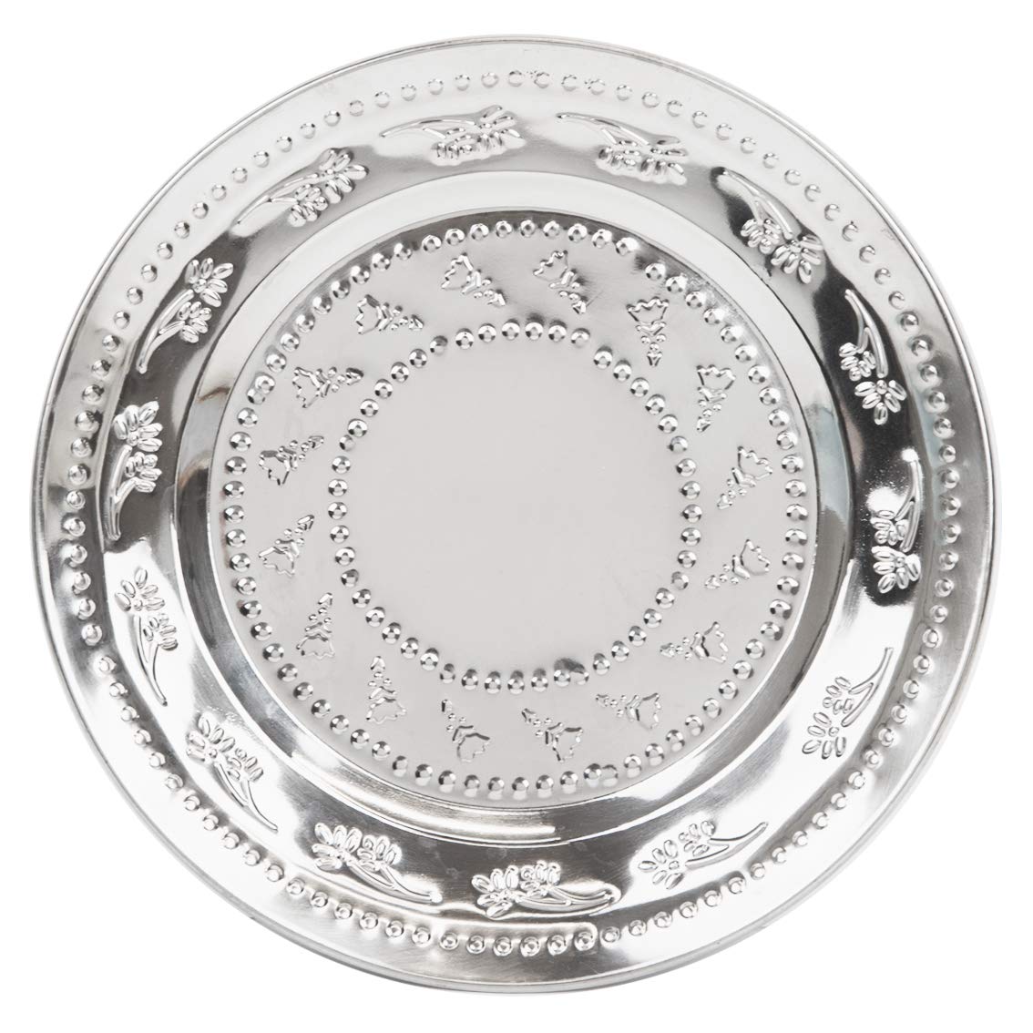Sale Indian Stainless Steel Silver Dinner Serving Plate | Handcrafted Tableware for Curry Night, Wedding, Diwali, Picnic, Thali Set, Buffet, Size 25cm