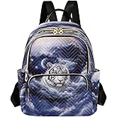 ALAZA Cute Tiger Moon Purple Night Small Backpack Purse for Women Travel Bag Lightweight Shoulder Bag Fashion Daypack