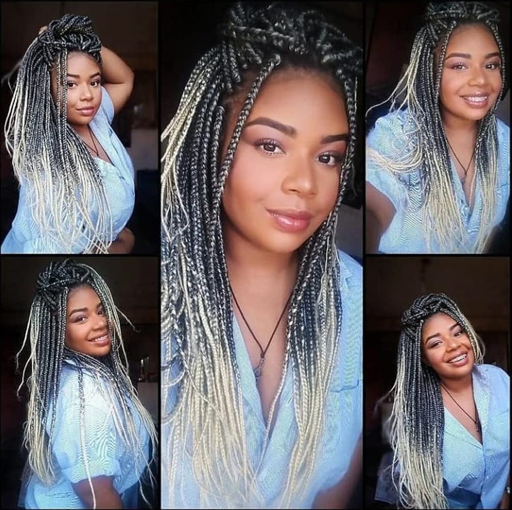 X-Tress 8 Packs Blonde Hair Extension for Braiding 24“ Pre Stretched for Crochet Braids Natural Hair Extensions Synthetic Hair Products Yaki Texture Box Braids Braiding Hair Ombre to Blonde(#T1B/613)