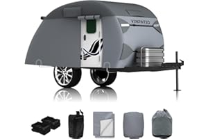 VINPATIO Teardrop Camper Cover, Travel Trailer Cover Fits 10'-12' Trailers, 7 Layers Top Heavy Duty Camper Cover with Windproof Strap, RV Cover