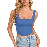 CLOZOZ Womens Bustier Corset Crop Tank Top Square Neck Sexy Crop Tops for Women Going Out Tops Trendy