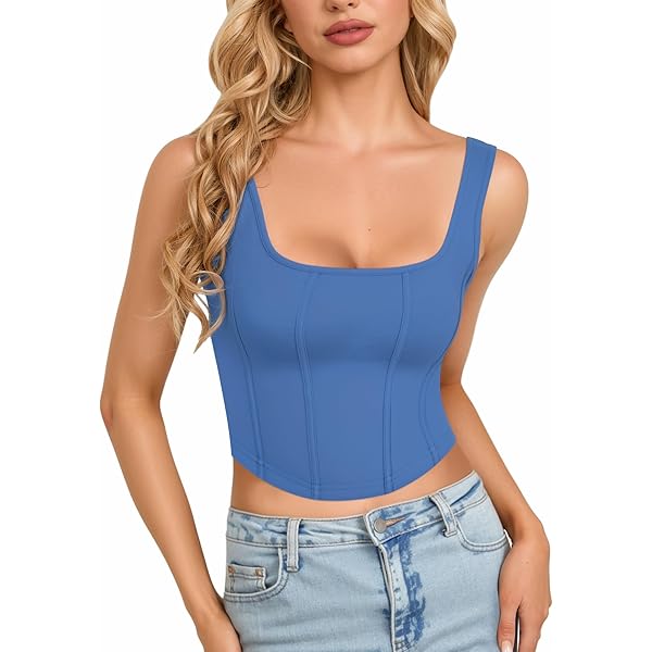 REORIA Women's Summer Sexy Square Neck Sleeveless Trendy