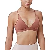 MsAnya Women's Triangle Bralette Plunge Unlined Seamless Bra No Underwire Sexy Comfortable Everyday V Neck Wireless