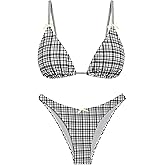seamoly Women's Bikini Sets Tie Back Bowknot Two Piece Swimsuits Triangle Thong Bathing Suit Gingham Floral Cherry Printing