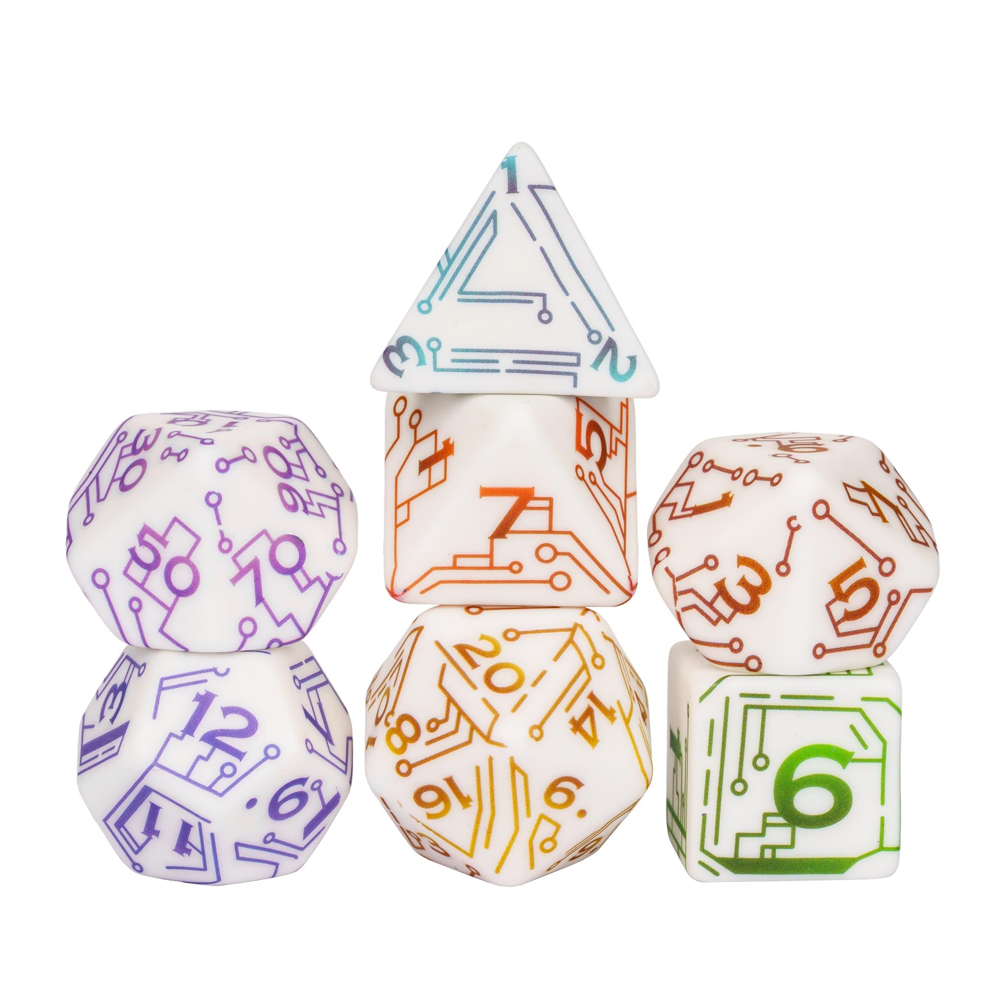 Cusdie 7-Die DND Dice, Handcrafted Artisan Decals Polyhedral D&D Dice Set with Exquisite Box, for TTRPG Role Playing Game Dungeons and Dragons D&D Dice