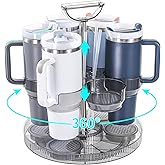 Stanley Cup Organizer, 360° Rotating Tumbler Organizer for Stanley Cup 40 Oz, Water Bottle Organizer Adjustable Height Tumbler Holder with Handle,Grey
