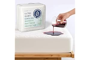 CGK UNLIMITED Waterproof Cooling Mattress Protector - Mattress Cover Queen Size - Viscose Made From Bamboo - Soft, Breathable, Noiseless & Washable - Fitted Sheet Style & All Round Protection - (60" x 80") White