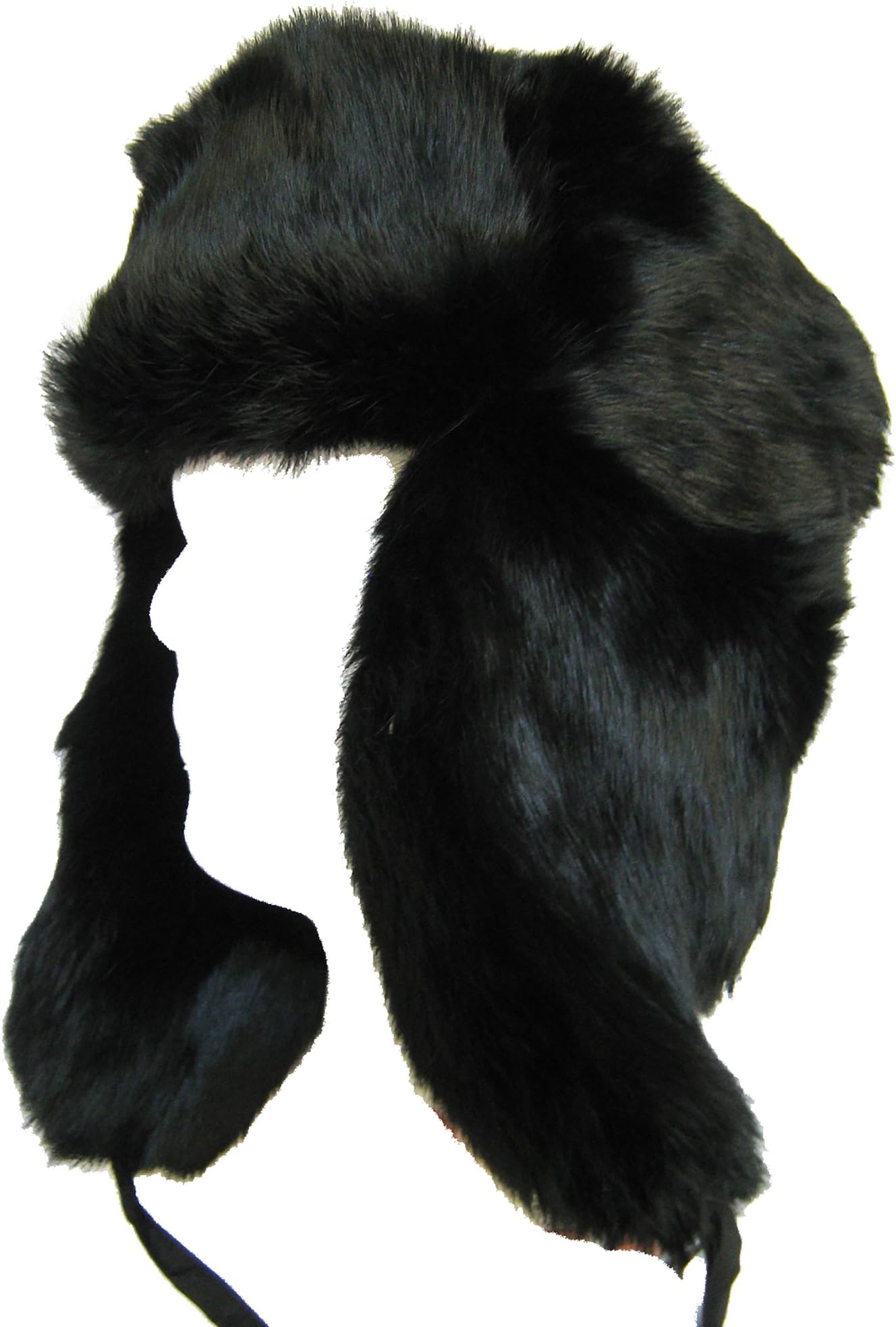Klondike Sterling Russian Rabbit Fur Trooper Hat Ear Flaps Black Trapper