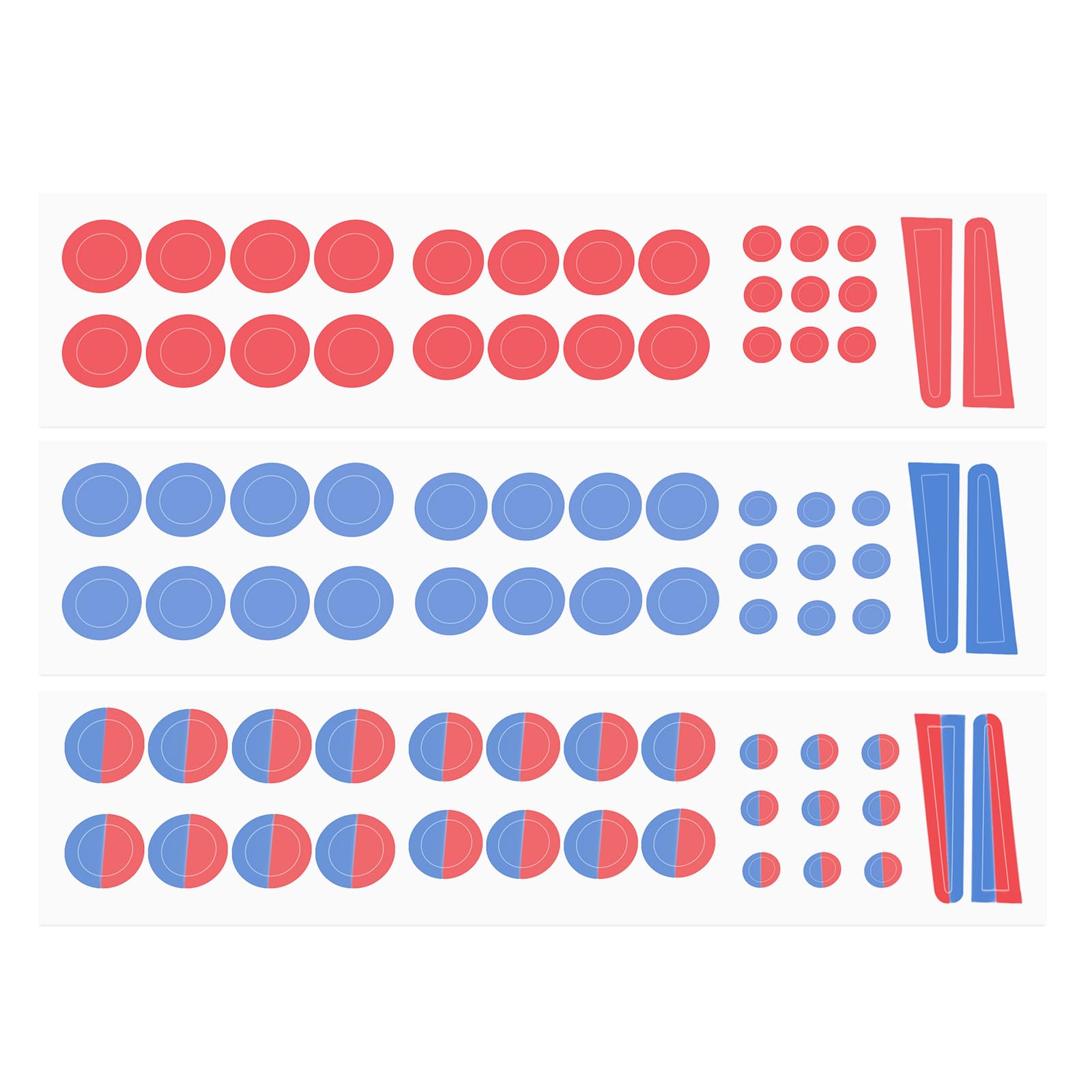 Be In Your Mind Pack of 3 Faucet Sticker Round Diameter 1cm/8mm/3mm Triangular 5x32mm Suitable for Faucets Home Bathroom Kitchen Hotel Self Stick Hot/Cold Water Label Red and Blue