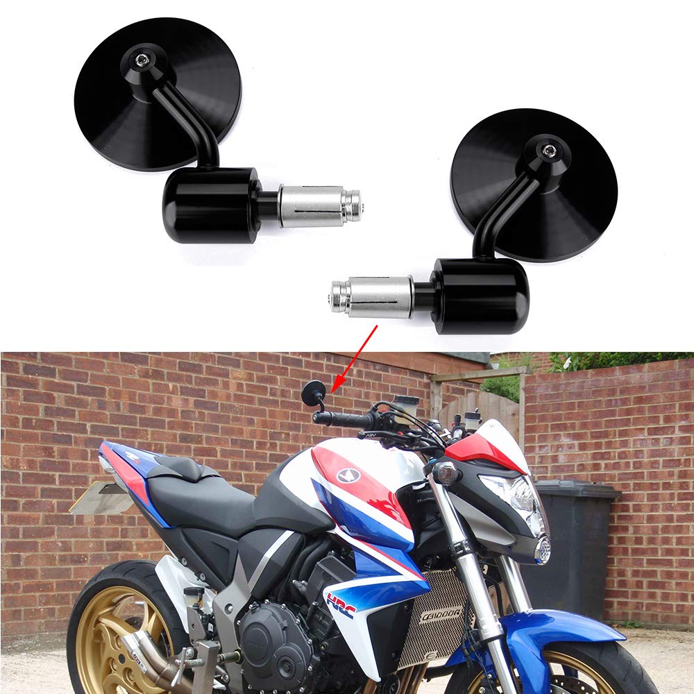 DREAMIZER Black 7/8" 22mm Motorcycle Mirrors Round Handlebar Wing Mirrors Bar End For Scooter Street bike CB1000R CB1300 CB600F CBF600 CBR125R CBF125