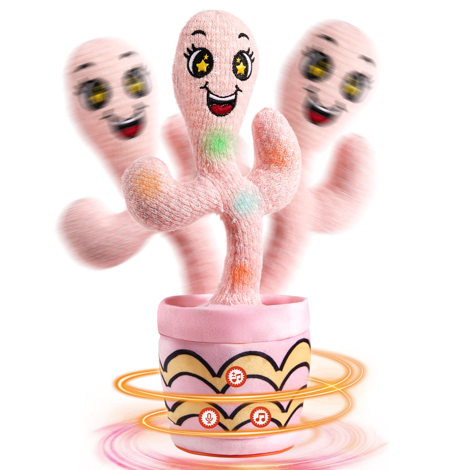 Dancing Cactus Baby Toys 6 to 12 Months, Dancing Cactus Mimicking Sing Talking Musical Toy Repeats What You Say, Talking with LED 120 Pcs Songs, Baby Toys 12-18 Month Boys Girls