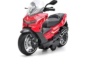 BOBUEXER Motorcycle Toy Model,Pull Back Motorcycle Toy with Music Light,Office Desk Decor Ornament,Motorcycle Toys Replica Gift for Children Kids (Red)