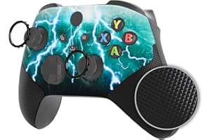 eXtremeRate ASR Version Redesigned Shell for Xbox Core Wireless Controller - Performance Rubberized Grip, Anti Sticks Rubbing Rings - Custom Faceplate for Xbox Series X & S - Green Storm Thunder