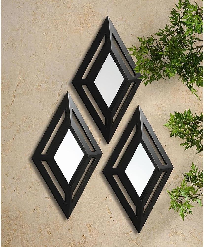 Diamond Wall Mirror Set 3 Piece Amazon Co Uk Kitchen Home