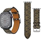 VEAQEE Compatible with Apple Watch Band 49mm 45mm 44mm 42mm 41mm 40mm 38mm for Women Men, Classic Designer Leather Replacement Strap for Apple iWatch Ultra/Ultra 2 Series SE SE2 9/8/7/6/5/4/3/2/1