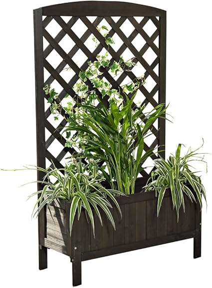 Melko Pflanzkasten Mit Spalier Rankhilfe Ketterpflanzen Holz Pflanzkubel Mit Sichtschutz Rankgitter Mit Blumenkasten Amazon De Garten