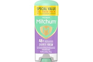 Mitchum Women’s Antiperspirant Deodorant Gel Stick, Shower Fresh Scent, 48HR Sweat & Odor Protection, Triple Odor Defense, Alcohol-Free, 3.4 oz (Pack of 2)