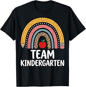Team Kindergarten Boho Rainbow Apple Pencil K Teacher T-Shirt