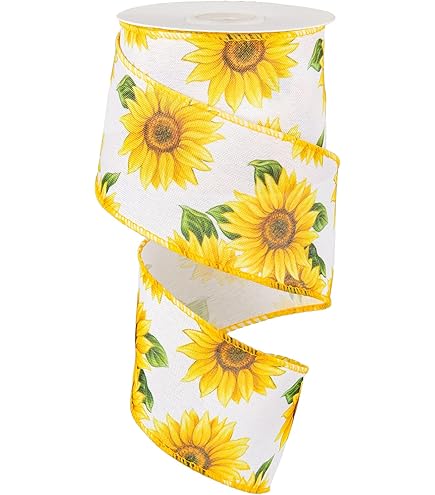 sunflower ribbon品 Mlurcu Sunflower Ribbon - 6 Rolls, 40 Yards, Wired Edge