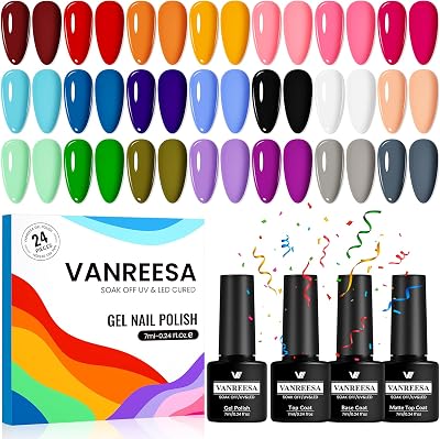 VANREESA Gel Nail Polish Set 21 Colors Base Top Coat Spring Summer