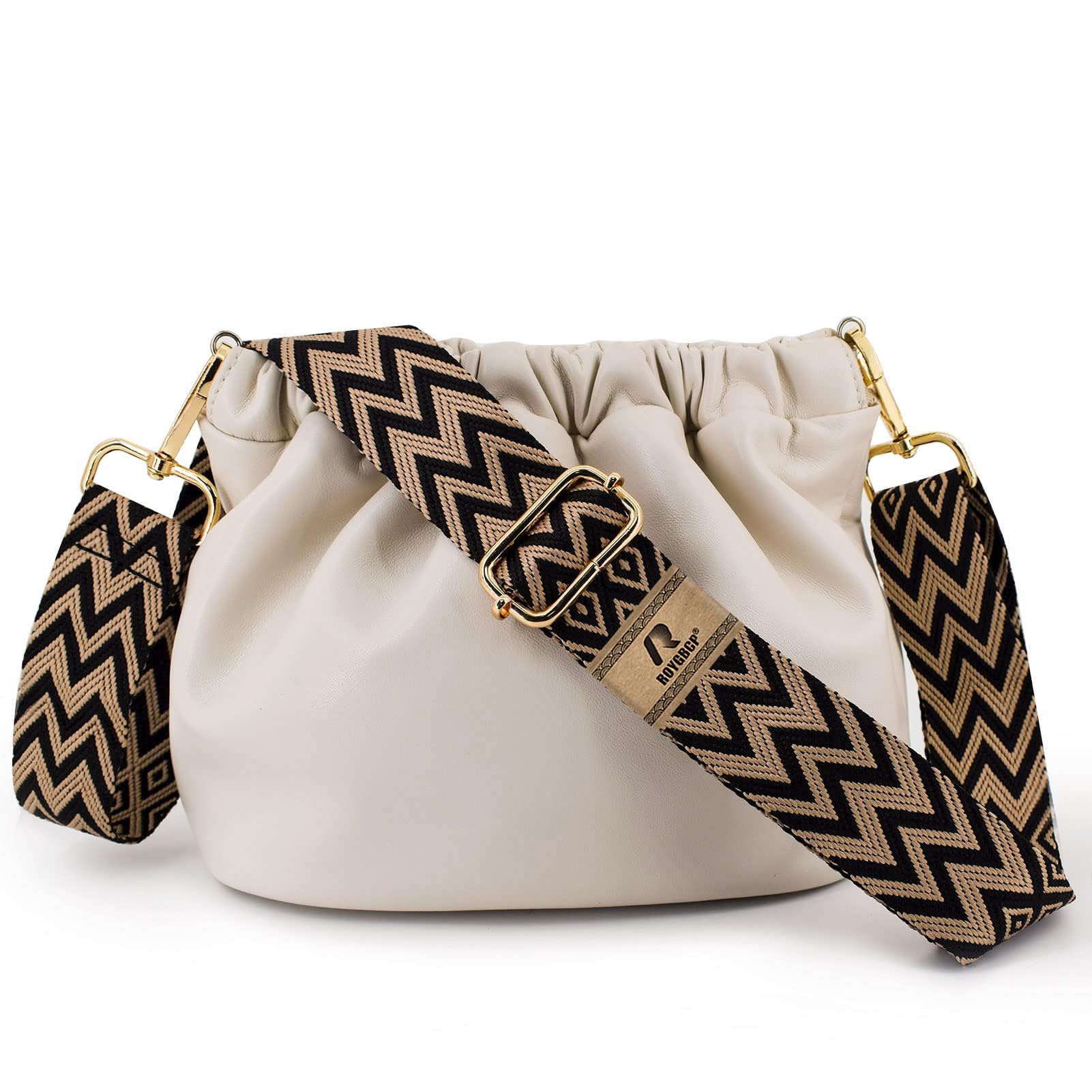 ROYGBCP Replacement Purse Strap Shoulder Strap Adjustable Crossbody Strap for Women Crossbody Wide Shoulder Bag, Wave-gold Hardware, width: 1.5'' — image 1