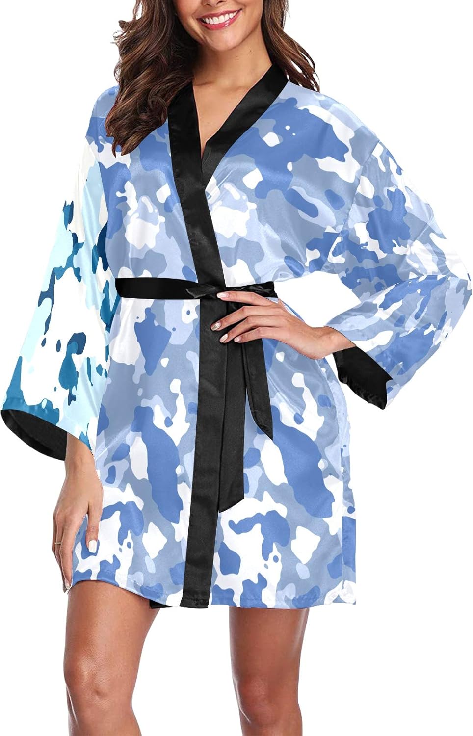 Military Camo Camouflage Pattern Women's Kimono Robe Bath Robe