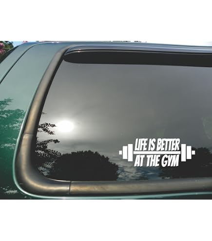 DECALBUNNY Barbell Vinyl Decal - White Crystal Finish, 8" X 2.5", Weightlifting Gym Sticker, Made In USA - View #7