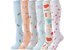 6 Pairs Compression Socks for Men and Women Compression Stocking Best Support for Athletic Travel Nurses