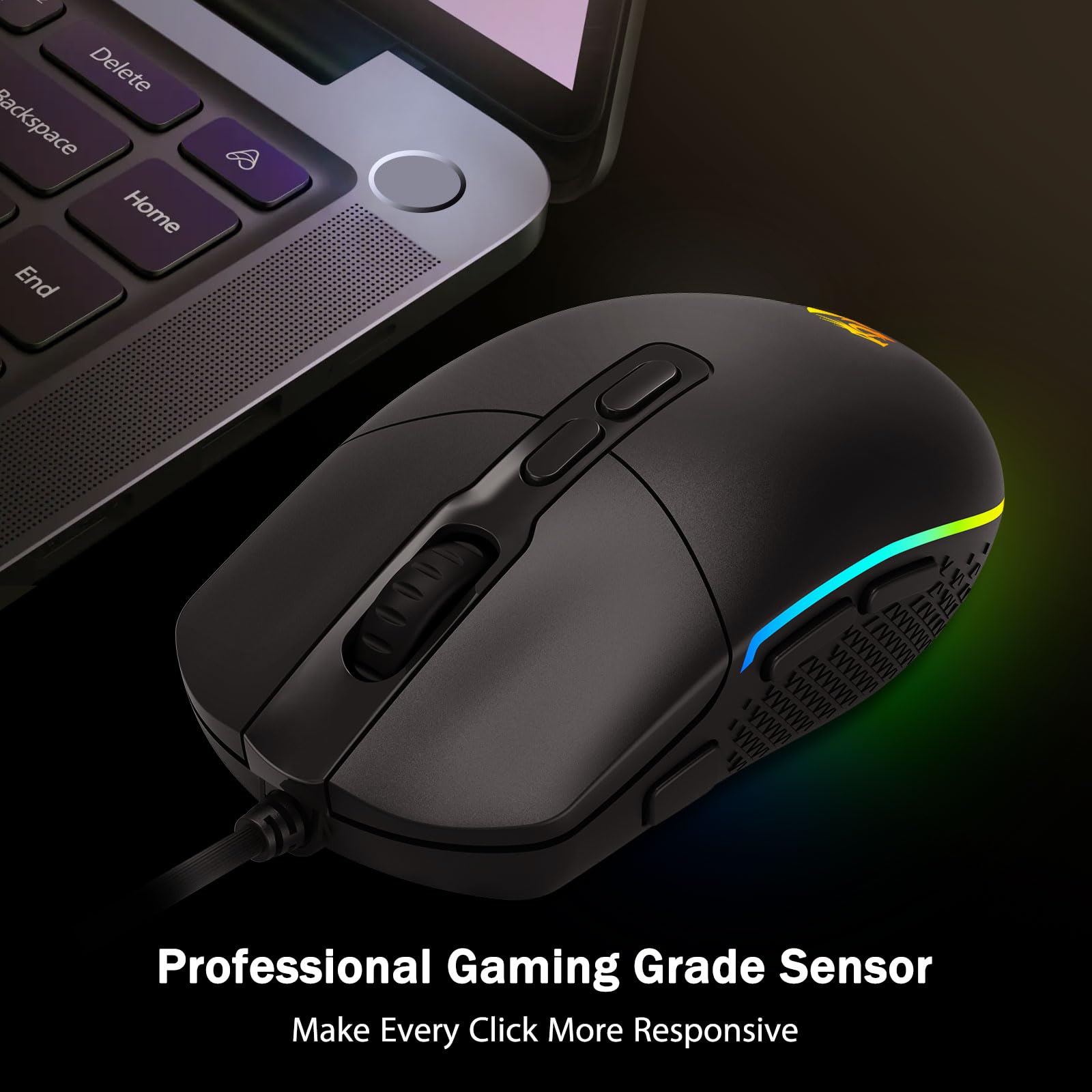 Redragon M719 Antonium RGB Gaming Mouse, 10,000 DPI Optical Wired Gamer Mice with 8 Programmable Buttons & 8 Backlit Modes, Software Supports DIY Keybinds Rapid Fire Button