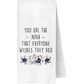 JWERBENPEY Nina Grandma Gifts Kitchen Dish Towels 16x24 Inches, Grandma Gift from Granddaughter Grandson Dish Tea Towel, Gifts for Nina Grandmother Decorative Hand Towels for Kitchen Bathroom