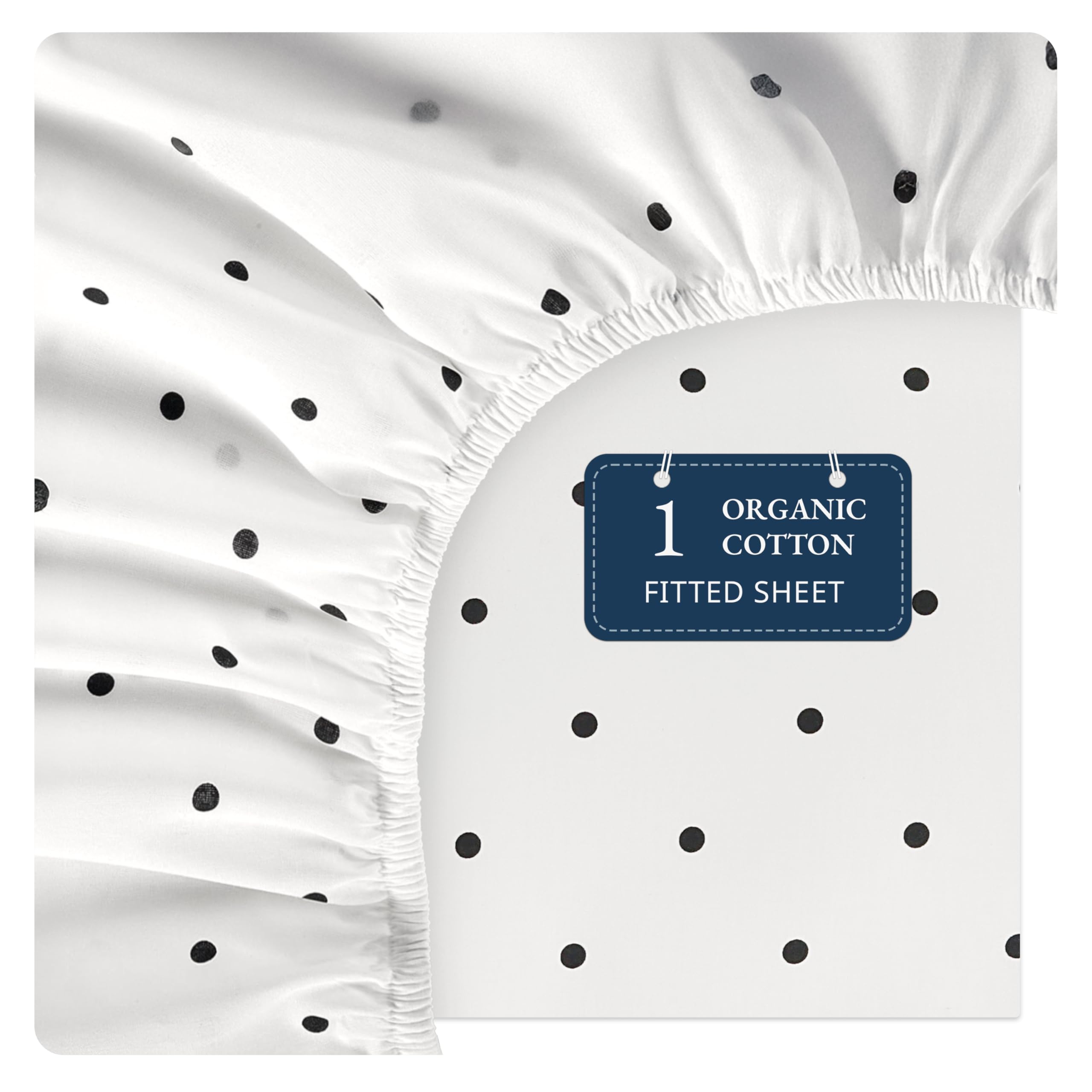 Photo 1 of Lane Linen 100% Organic Cotton Queen Size Fitted Sheet Only (60"x80") - Super Soft 100% Cotton Queen Fitted Sheet - Lightweight & Durable Cotton Bed Sheet - Black Polka Dot