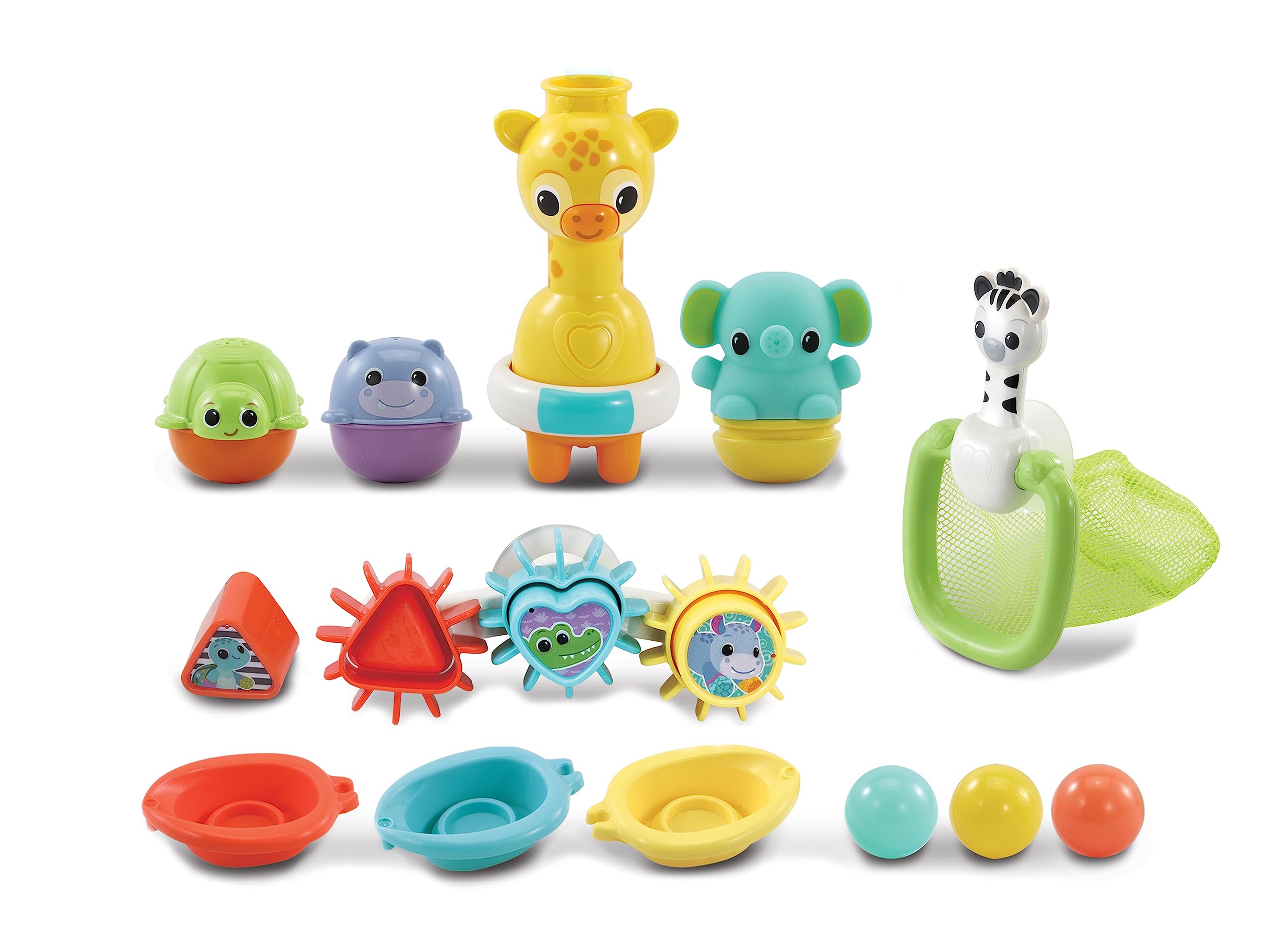 VTech 6-in-1 Bath Set, Bathtub Toy with 10+ Accessories Including Stacking & Linking Boats, Shape Sorter, Colourful Balls, Bath Time Gift for Babies & Infants 0, 6, 12 months +, English version
