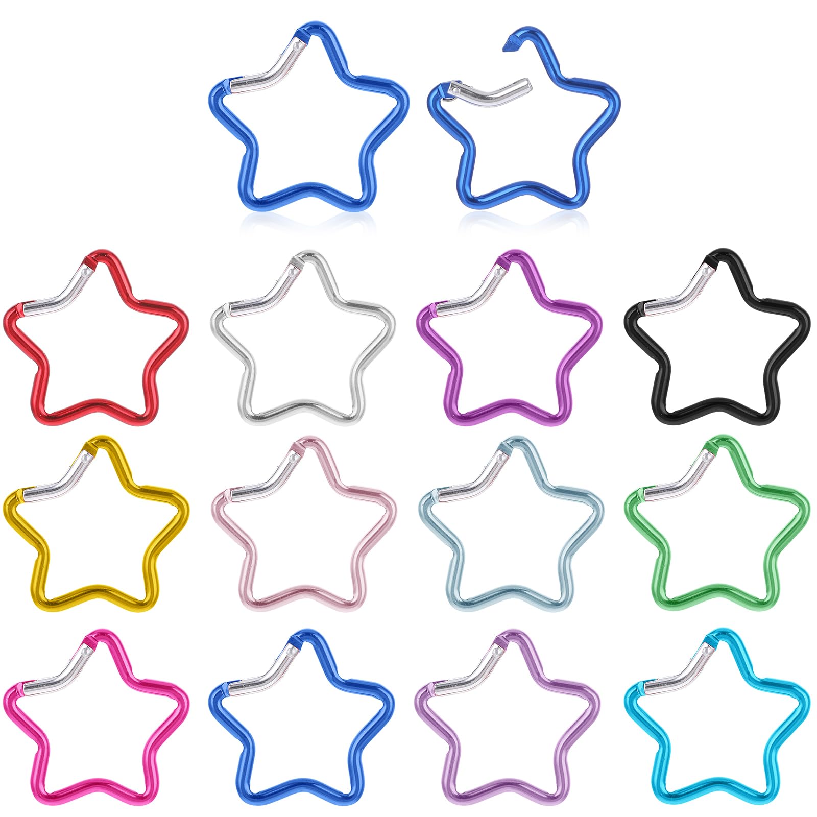 Photo 1 of 12 Pcs Colored Star Carabiner Aluminum Star Shape Carabiner Clip Spring Snap Hook for Traveling Camping Fishing Hiking, 1.6x1.6inch