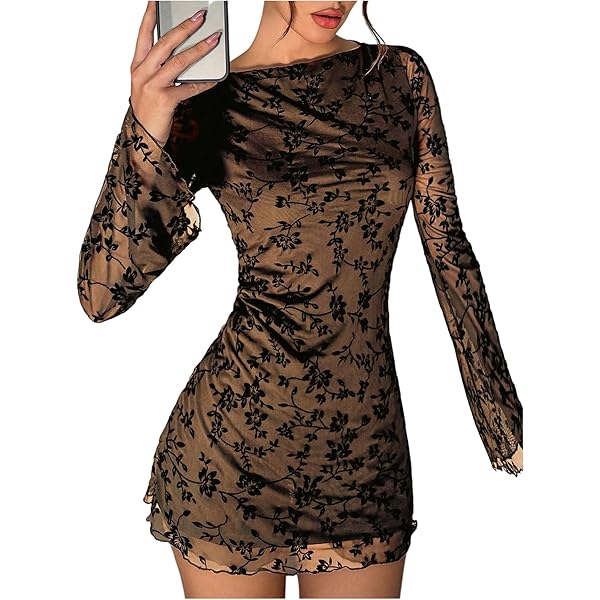 Amazon.com: Women's Vintage Floral Velvet Lace Trim Dress,V Neck Long  Sleeve Lace Trim Short,Floral Velvet Mini Dress for Party (US, Alpha,  Small, Regular, Regular, 1PCS-C) : Clothing, Shoes & Jewelry