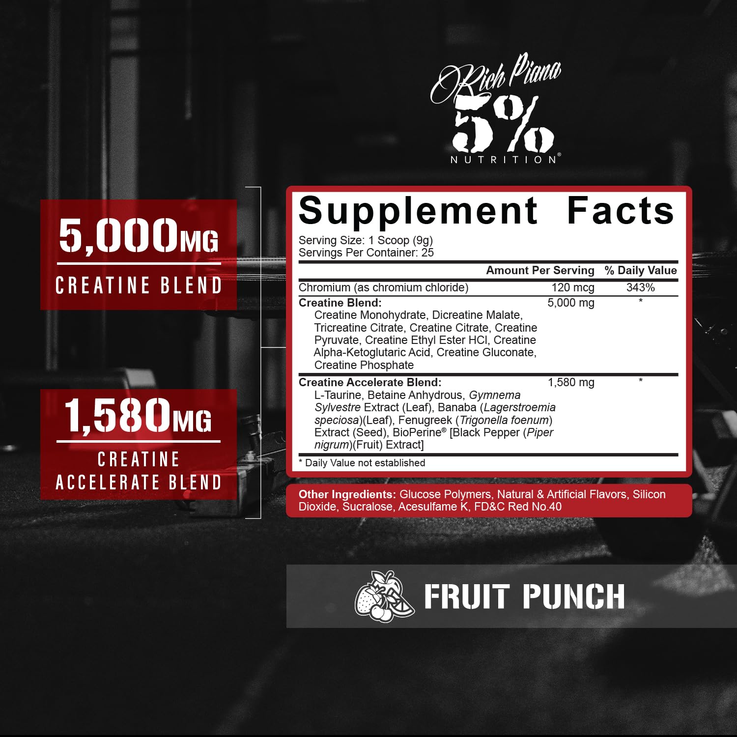 5% Nutrition CreaTEN Creatine Complex + Accelerators | Flavored Creatine Powder for Muscle Gain | Max Power, Strength, Endurance, & Recovery (Fruit Punch)