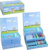 Bluey 52pc Kids Art Stationery Set Watercolour Felt Pens Crayons Pencils Travel view 1