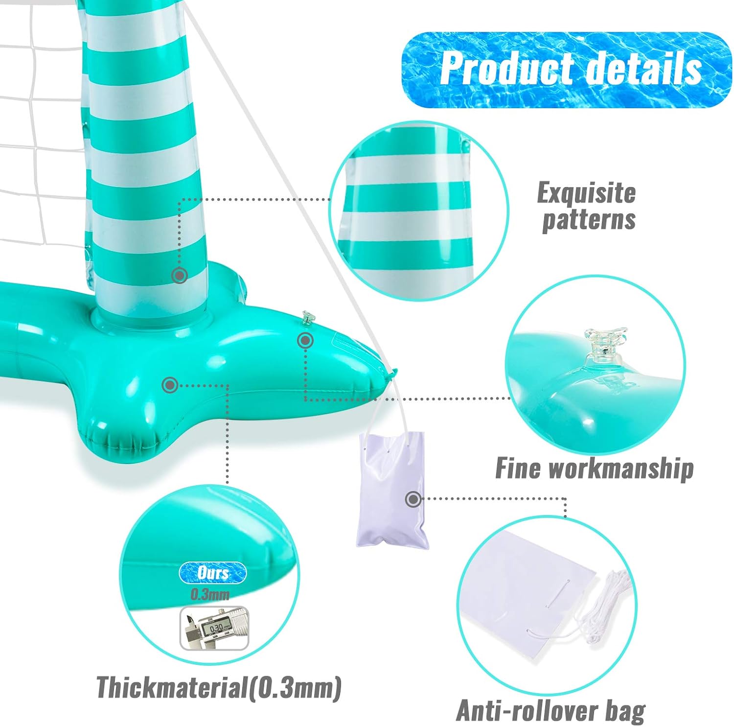 Joyjoz Inflatable Pool Float Set, Pool Volleyball Set Include Volleyball Rack, Volleyball, Basketball Hoop and Ball, Floating Swimming Pool Toy Pool Games Pool Accessories for Kids and Adults: Sports & Outdoors